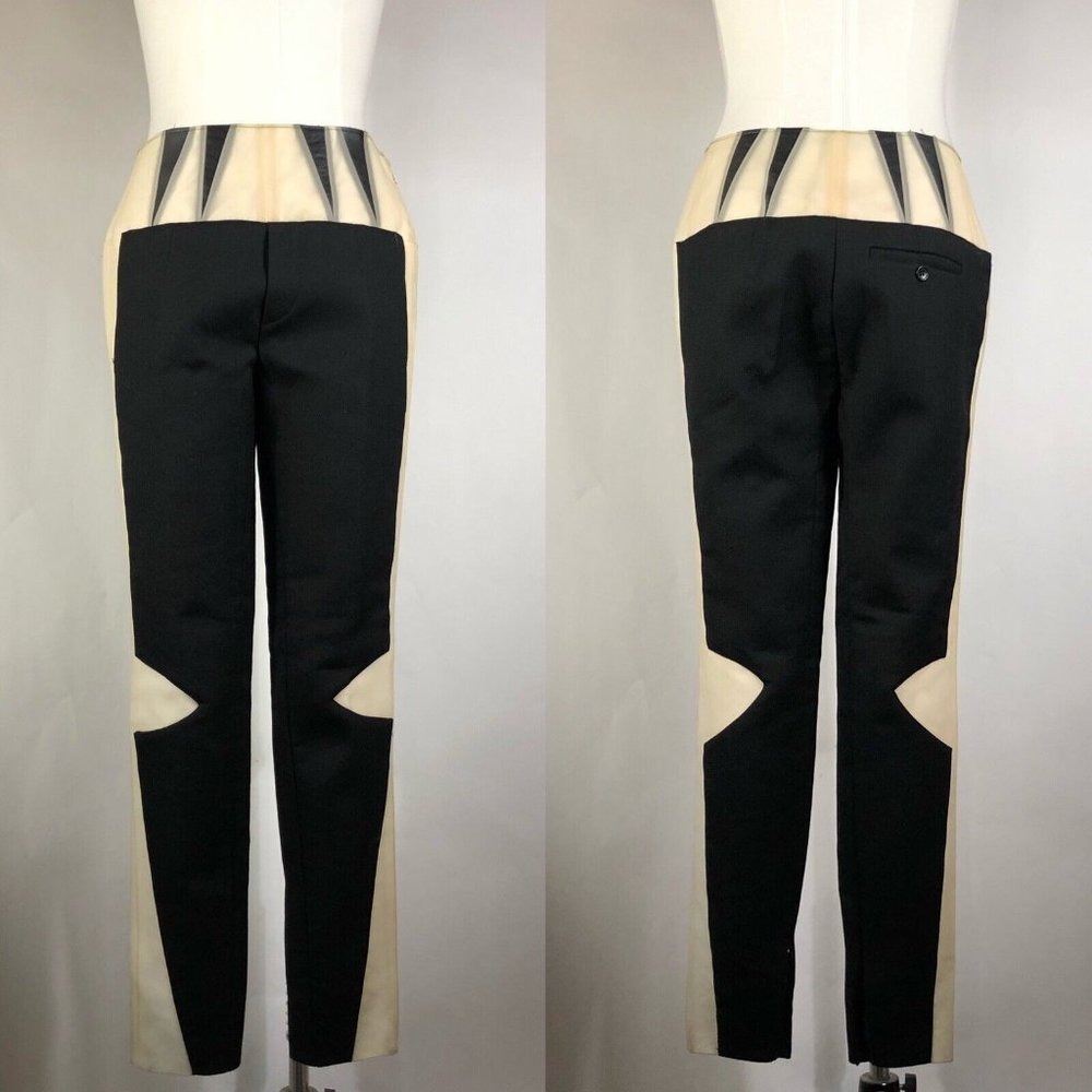 Rare Vtg Balenciaga AW2008 Black Wool & Plastic Pants S